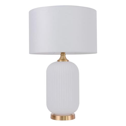 Lampka stojąca  TAMIZA z ceramicznym białym korpusem, abażur z tkaniny, Gwint E27 do sypialni LP-1515/1T big white Light Prestige