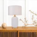 Lampka stojąca  TAMIZA z ceramicznym białym korpusem, abażur z tkaniny, Gwint E27 do sypialni LP-1515/1T big white Light Prestige