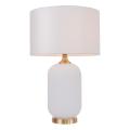 Lampka stojąca  TAMIZA z ceramicznym białym korpusem, abażur z tkaniny, Gwint E27 do sypialni LP-1515/1T big white Light Prestige