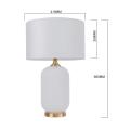 Lampka stojąca  TAMIZA z ceramicznym białym korpusem, abażur z tkaniny, Gwint E27 do sypialni LP-1515/1T big white Light Prestige