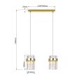 Lampa wisząca złota VETRO z dwoma szklanymi kloszami, gwint E14 nad stół LP-2910/2L GD Light Prestige