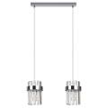 Chromowana lampa wisząca VETRO do jadalni, dwa eleganckie szklane klosze, gwint E14 LP-2910/2L CH Light Prestige