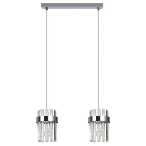 Chromowana lampa wisząca VETRO do jadalni, dwa eleganckie szklane klosze, gwint E14 LP-2910/2L CH Light Prestige