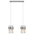 Chromowana lampa wisząca VETRO do jadalni, dwa eleganckie szklane klosze, gwint E14 LP-2910/2L CH Light Prestige