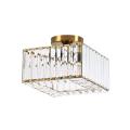 Plafon z kwadratowym szklanym kloszem VETRO złoty do salon, gwint E27 LP-2910/1C GD square Light Prestige
