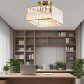 Plafon z kwadratowym szklanym kloszem VETRO złoty do salon, gwint E27 LP-2910/1C GD square Light Prestige