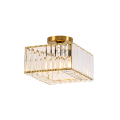 Plafon z kwadratowym szklanym kloszem VETRO złoty do salon, gwint E27 LP-2910/1C GD square Light Prestige