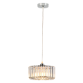 Stylowa lampa wisząca VETRO chromowa podsufitka, okrągły szklany klosz do salonu LP-2910/1P CH round Light Prestige