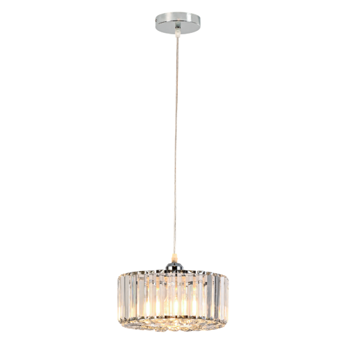 Stylowa lampa wisząca VETRO chromowa podsufitka, okrągły szklany klosz do salonu LP-2910/1P CH round Light Prestige