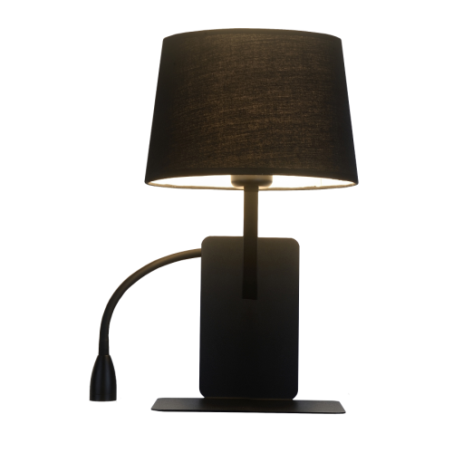 Kinkiet DAKOTA czarny z półeczką i ramieniem do czytania do sypialni lewy LP-2121/1W L BK Light Prestige