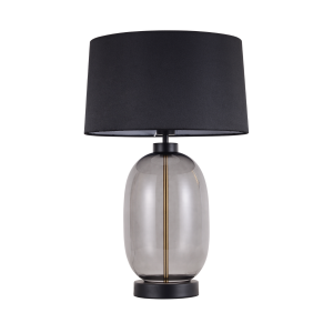 Elegancka lampka stojąca AMUR, szklana podstawa, czarny Abażur do sypialni LP-919/1T smoked Light Prestige