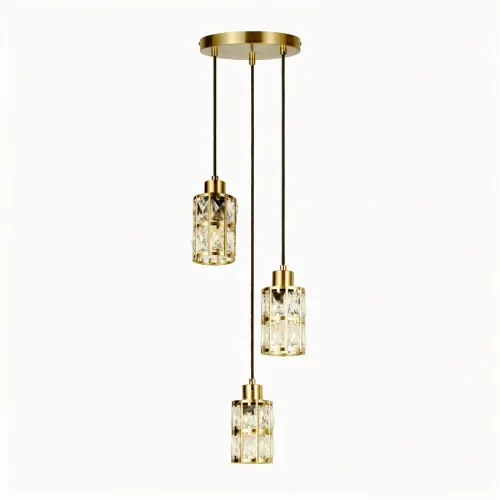 Lampa wisząca LIRA 3, złota, kryształowe klosze LP-2024/3P GD Light Prestige