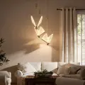 Elegancka lampa wisząca MARIPOSA  z motywem motyli, LED zmienna barwa złota LP-1715/3P Light Prestige